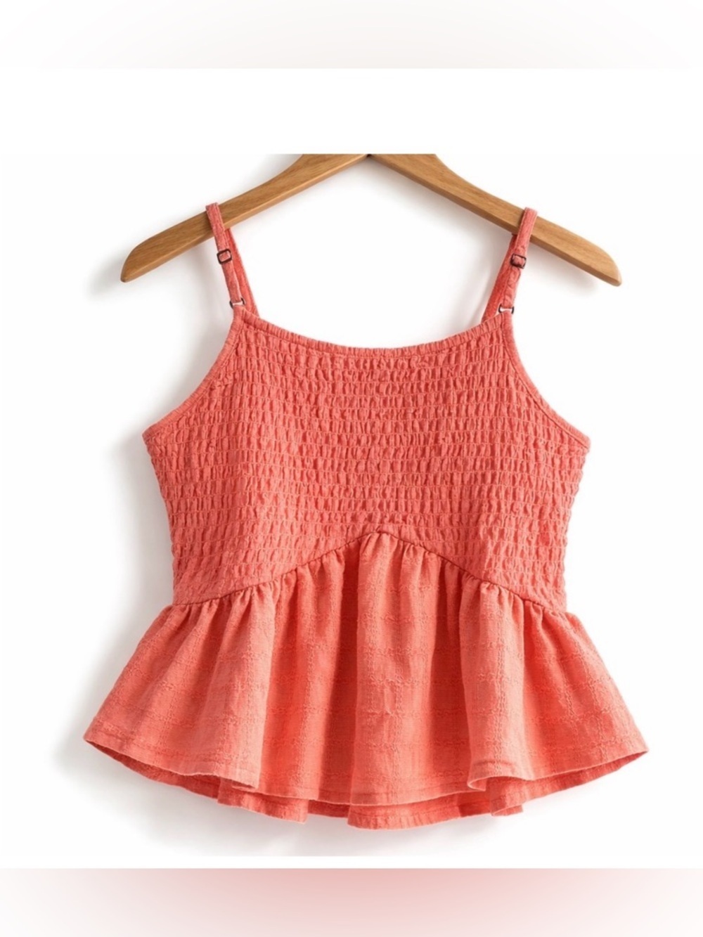 O’Neill Bianca Smocked Peplum Tank Coral Haze Girls XL NWT